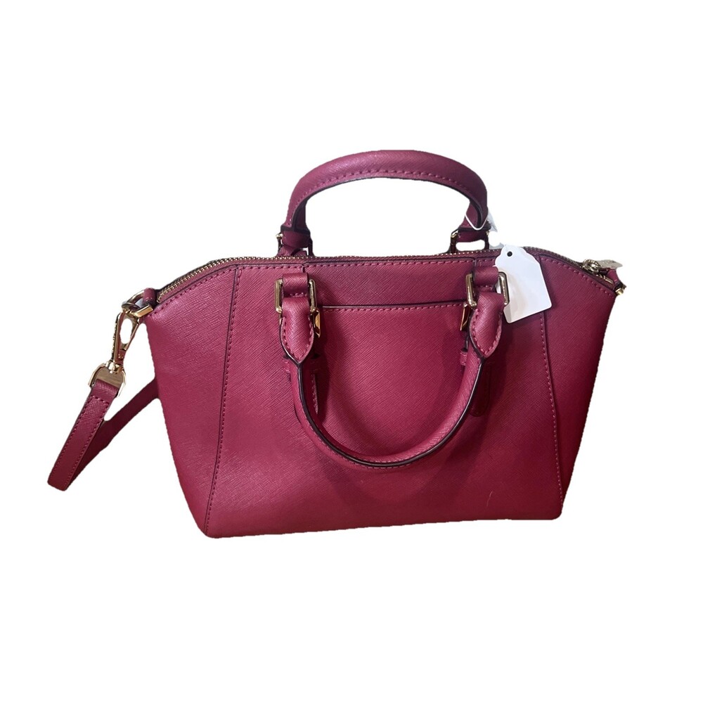 Michael Kors Ciara Saffiano Leather Raspberry Pink Satchel Crossbody Versatile - Picture 2 of 16